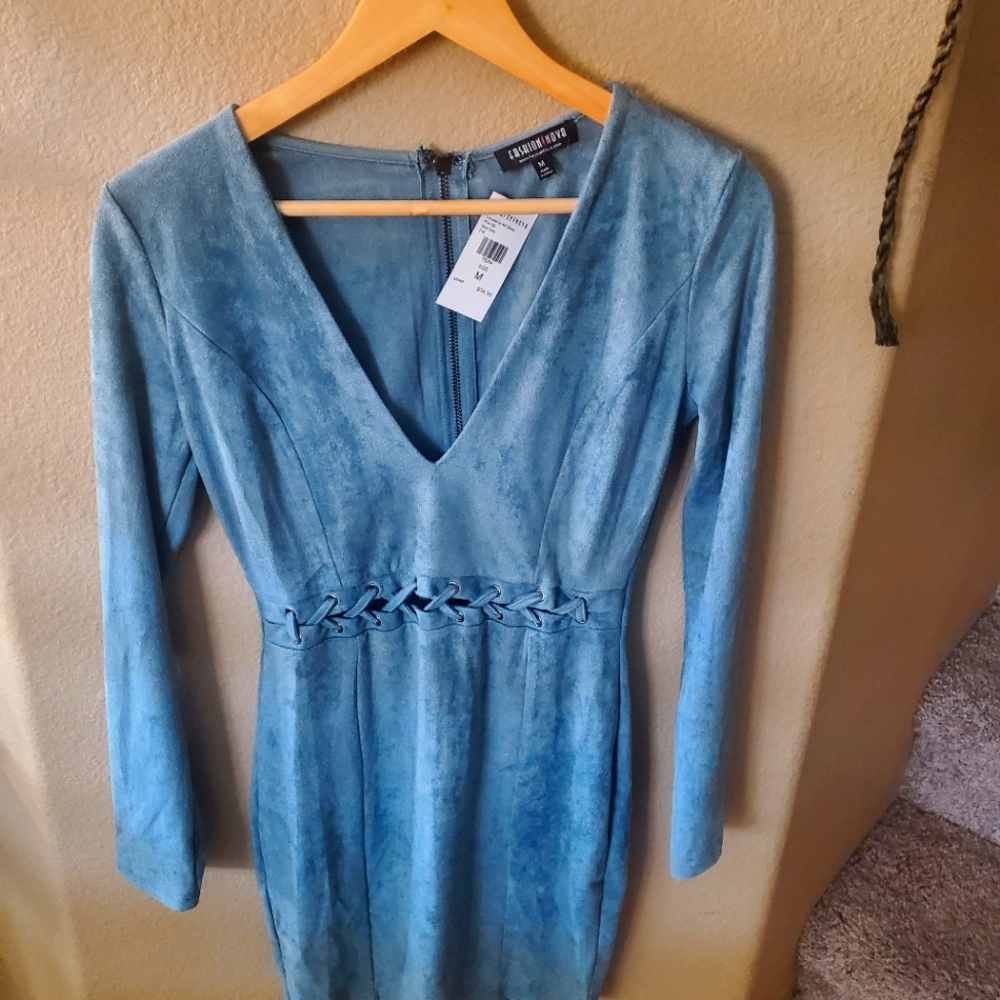 NWT Blue/Gray dressed to kill mini dress.